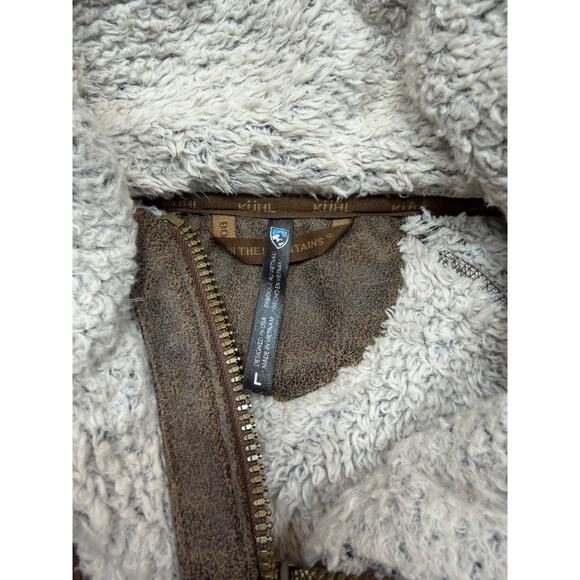 KUHL Flight Jacket Polar Fleece Fuzzy Zip Up Oatmeal beige size Large - Picture 5 of 15